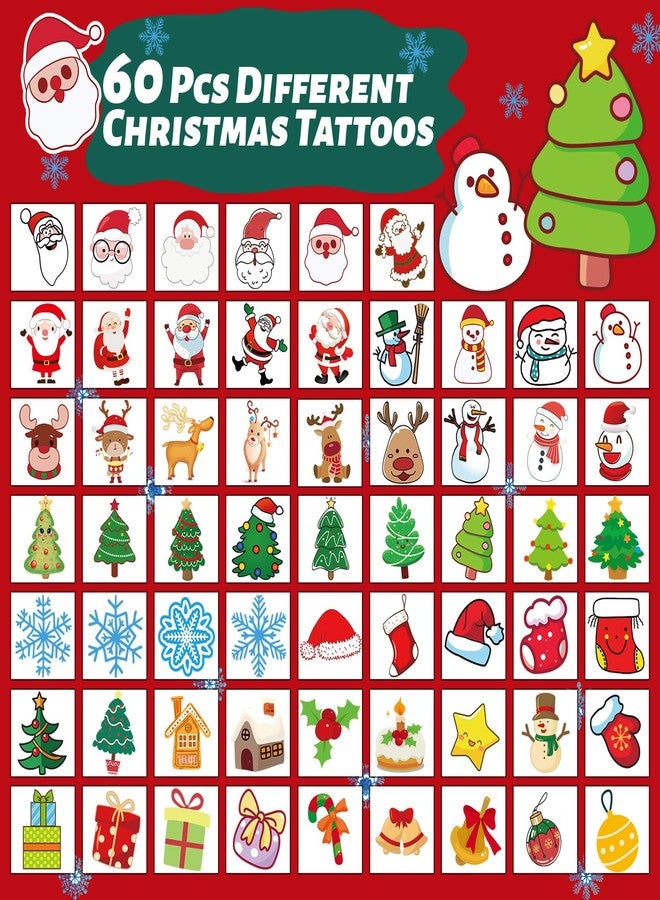 winthrop 240 Pcs Bulk Luminous Christmas Temporary Tattoos for Kids, Glow In The Dark Safety Individually Wrapped Tattoos, Best Choice for Christmas Goody Bag Stuffers, 60 Designs Santa Claus Snowman - Image 5